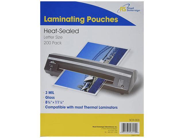 3 Mil Letter Size 1125 x 875 x 07 Inches Thermal Laminating Clear Gloss 200 Pouches SCR003
