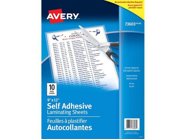 SelfAdhesive Laminating Sheets 9 x 12 Permanent Adhesive 10 Clear Laminating Sheets 73603