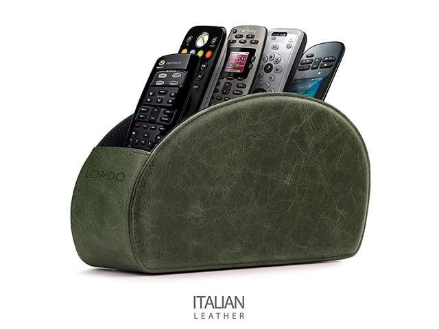 Remote Controller Holder Organizer Store DVD Bluray TV Roku or Apple TV Remotes Italian Genuine Leather with Suede Lining Living or Bedroom Storage