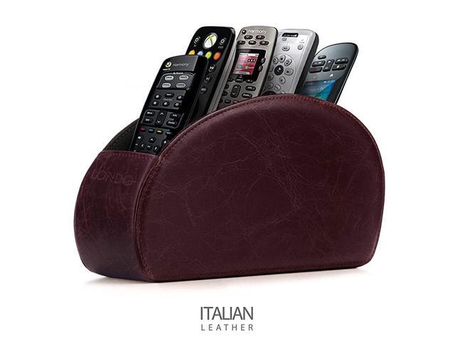 Remote Controller Holder Organizer Store DVD Bluray TV Roku or Apple TV Remotes Italian Genuine Leather with Suede Lining Living or Bedroom Storage