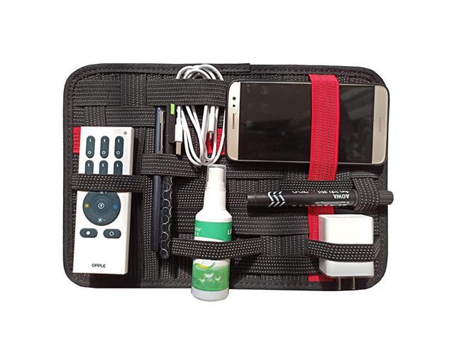 Travel Organizer Elastic Organizer Board Electronic Gadget Storage CaseDesk Organizer12 x 8 Inches Common Black and Red