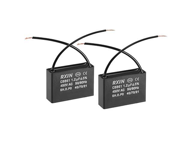 Ceiling Fan Capacitor CBB61 12uF 450V AC 2 Wires Metalized Polypropylene Film Capacitors 365x11x245mm for Water Pump Motor Generator Pack of 2