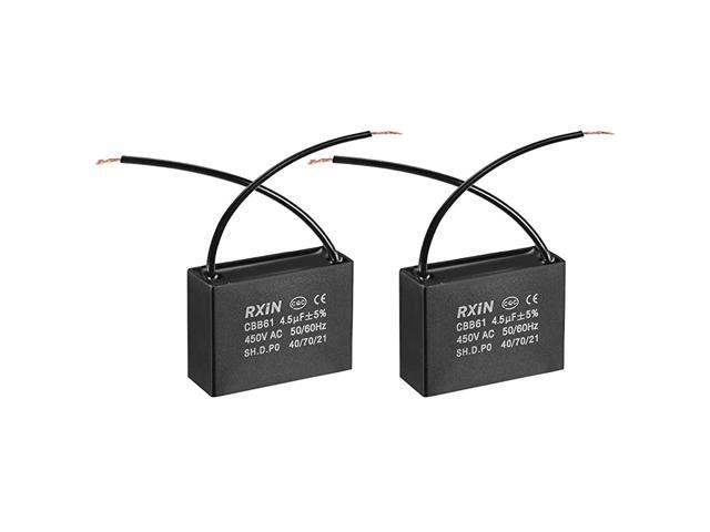 Ceiling Fan Capacitor CBB61 45uF 450V AC 2 Wires Metalized Polypropylene Film Capacitors 47x175x345mm for Water Pump Motor Generator Pack of 2