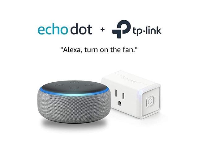 Dot 3rd Gen Heather Gray Bundle with TPLink simple set up smart plug
