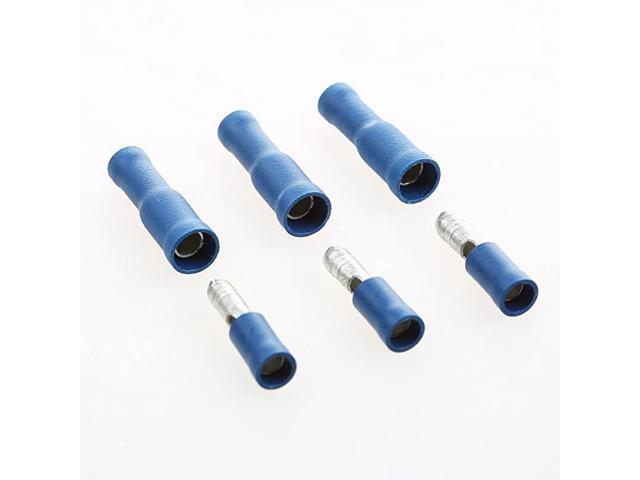 100pcs Bullet Connectors MaleFemale Kits 1614AWG Wire Connectors Blue PVC Insulated Copper Core Quick Splice Bullet Butt Terminals 0156 Bullet