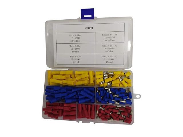 220pcs MaleFemale Bullet Wire Crimp Quick Disconnect Wire Terminals Connectors
