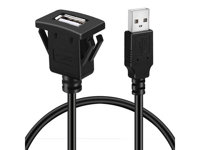 Square Single Port USB 20 Panel Flush Mount Extension Cable With Buckle for Car Truck Boat Motorcycle Dashboard 3ft