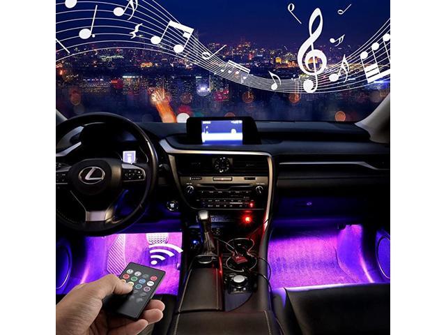 Car Interior Lights Multicolor Music Car LED Strip Lights Under Dash Lighting Kit with Wireless Remote Control and Sound Active Function 4pcs8