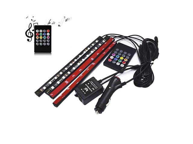 LED Strip Light 4pcs 48 LEDs DC 12V Multicolor Music Interior Music Light LED Underdash Lighting Kit with Sound Active Function and Wireless Remote