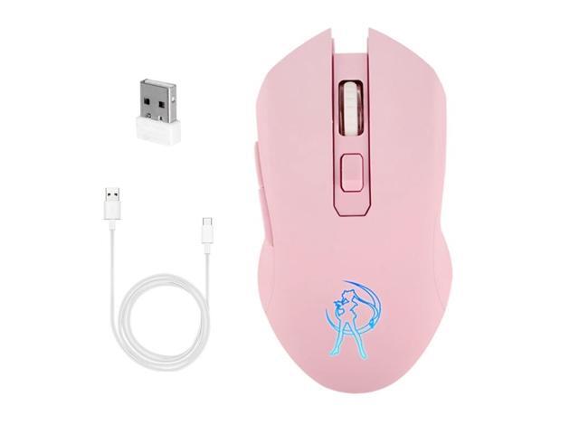 Pink Silent LED Optical Game Mice 1600DPI 24G USB Wireless Mouse for PC Laptop