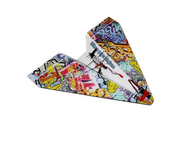 550mm Wingspan 24G 4CH DIY Magic Board Mini Paper RC Airplane Delta Wing RTF for Trainer Beginner-Graffiti