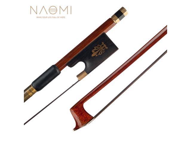 NAOMI 4/4 Violin Bow Brazilwood Stick with Ebony Frog Sheep Skin Grip Black Horsehair Violin Parts Accessories