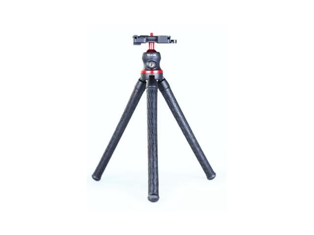 TELESIN Travel Flexible Octopus for Smartphone DSLR SLR Vlog Tripod for Gopro Camera iPH0NE Huawei Portable 2 in 1 Tripod-Ordinary Style (Red)