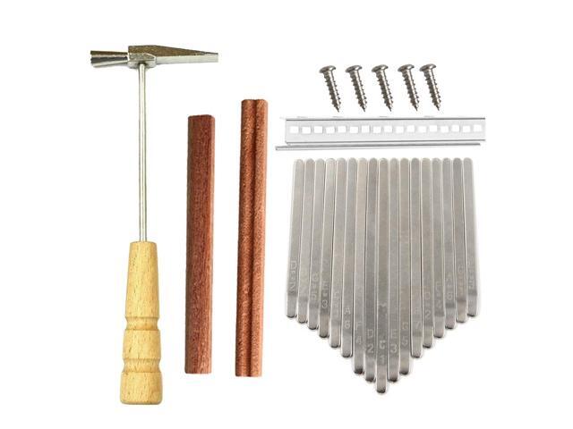 Muspor 17 Key Kalimba DIY Accessories Kit Africa Musical Instrument Mbira Thumb Piano with Keys Bridge Wooden Handle Hammer Tool Set