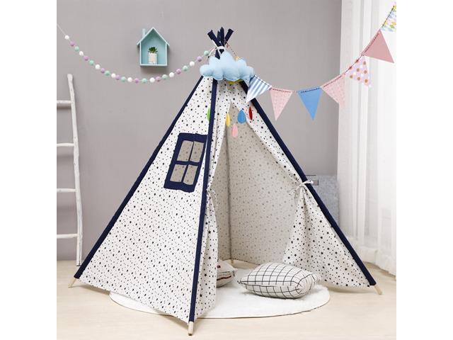 135cm Kid Tent House Portable Princess Castle Present Hang Flag Children Teepee Tent Play Tent Birthday Christmas Gift-Type B