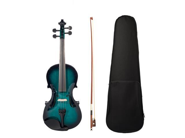 NAOMI 1/8 blue Black Gradient Solid Wood Violin with Violin Bag