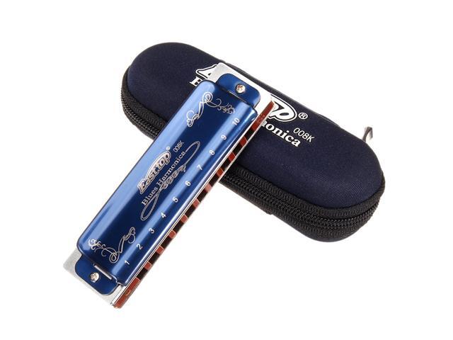 7PCS Easttop T008K 10 Hole Blues Harmonica Tone A B C D E F G Blue Color For Beginner