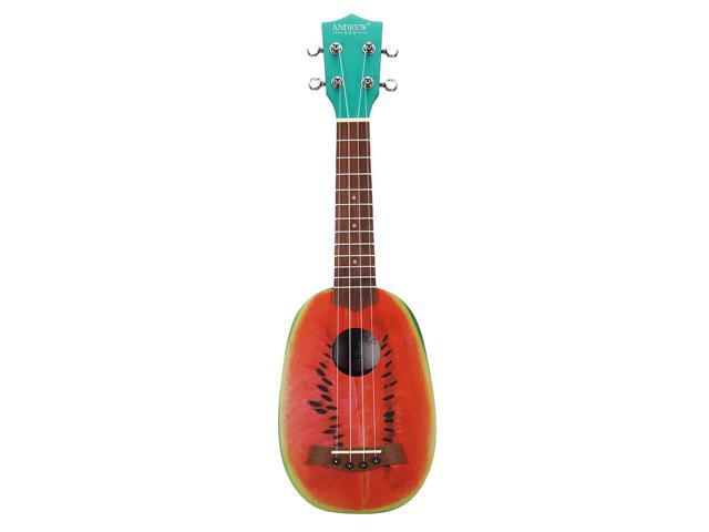 Andrew 21/23 Inch Mahogany High Molecular Carbon String Watermelon Cartoon Ukulele for Guitar Player-21 Inch
