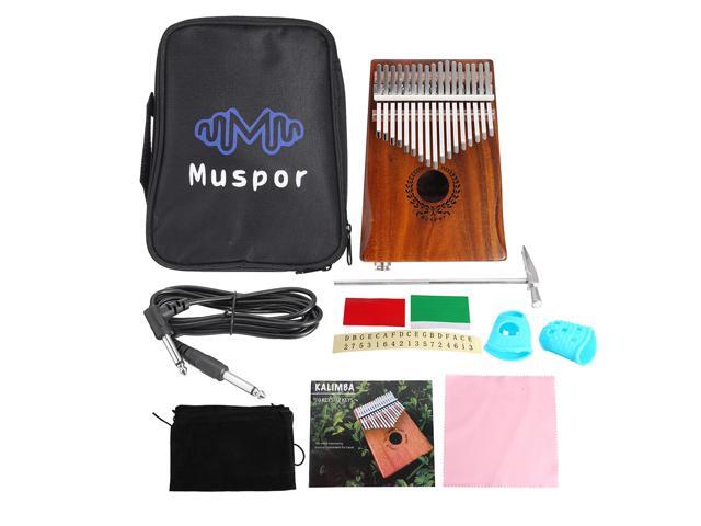 Muspor Professional 17 Key Kalimba Acacia Wood EQ Kalimba With Amplifier Built-in Pickup Tuner Hammer Audio Cable Keyboard Tool