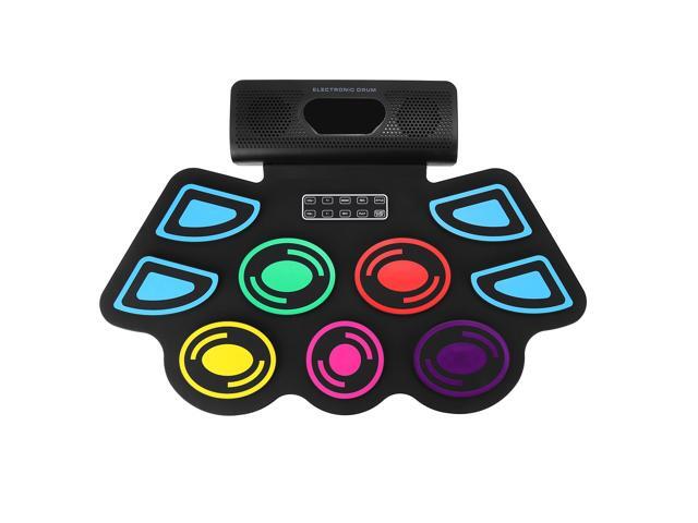 9 Pads Electronic BT Roll-Up Drum Set 9 Volumes Speed Adjustable Silicone Drum Pads with Tone Tuning and Recording Function