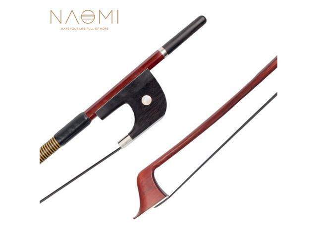 NAOMI German Style 4/4 Double Bass Bow Brazilwood Bow Ebony Frog W/ Paris Eye Inlay Black Mongolia Horsehair Bow