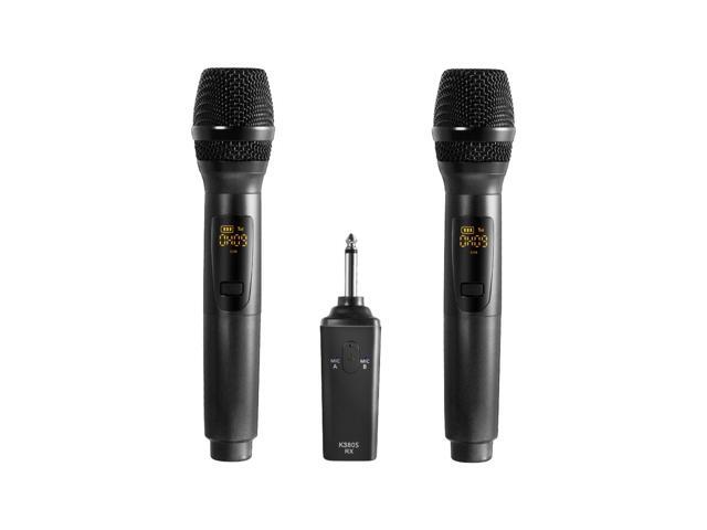 Gitafish K380S Portable 10-Channel Rechargeable Wireless Microphones UHF Mics with Receiver Working Distance 50 Feet