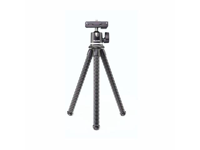 TELESIN Travel Flexible Octopus for Smartphone DSLR SLR Vlog Tripod for Gopro Camera iPH0NE Huawei Portable 2 in 1 Tripod-Upgrade Style (Silver)