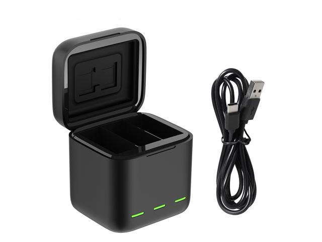 TELESIN 3 Ways LED Light Battery Charger TF Card Storage Charging Box For GoPro Hero 9 Black
