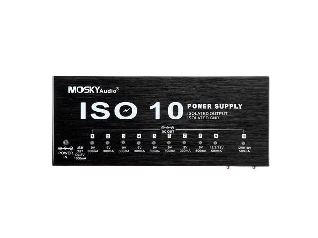 MOSKY ISO-10 Portable Guitar Effect Power Supply 10 Isolated DC Outputs & One 5V USB Output for 9V 12V 18V Guitar Effects