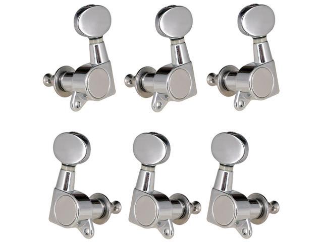 6Pcs Fully Enclosed Electric Guitar Tuning Pegs Tuners Machine Heads Replacement Button Knob-Silver