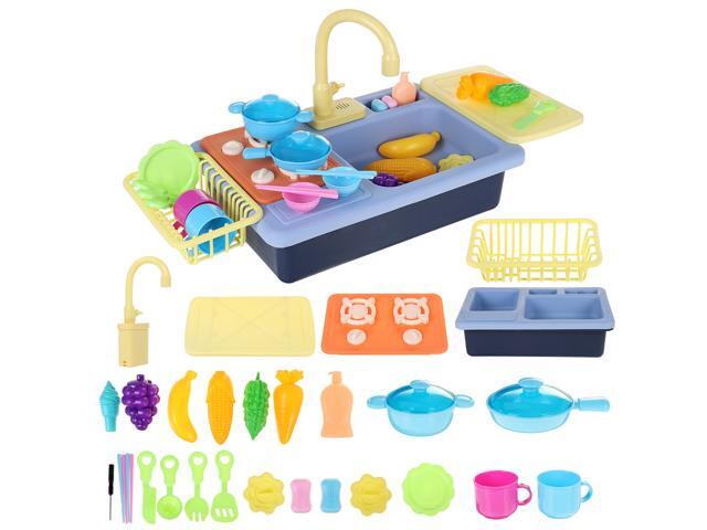 Children's Kitchen Toy Kid Simulation Spray Water Dinnerware Pretend Play Cooking Table Set Gifts
