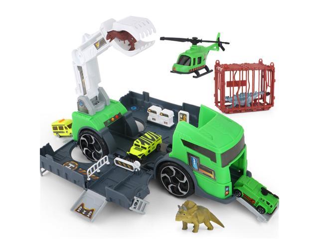 Dinosaurs Theme ABS Diecast Storage Push Sliding Car Toy Set for Kids Birthday Christmas Gift