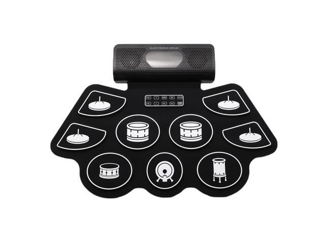 9 Pads Electronic BT Roll-Up Drum Set 9 Volumes Speed Adjustable Silicone Drum Pads with Tone Tuning and Recording Function