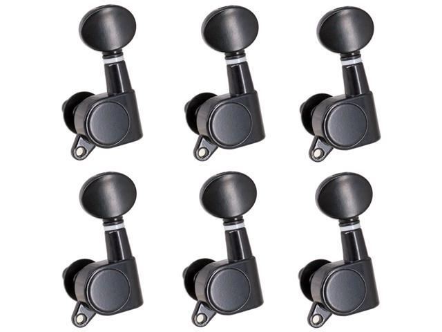 6Pcs Fully Enclosed Electric Guitar Tuning Pegs Tuners Machine Heads Replacement Button Knob-Black
