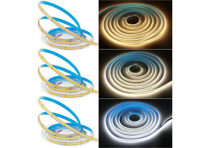 5M/Roll LED Strip Light DC 12V COB High Density Chips Warm Natural White Lights-Cool White/384 LED