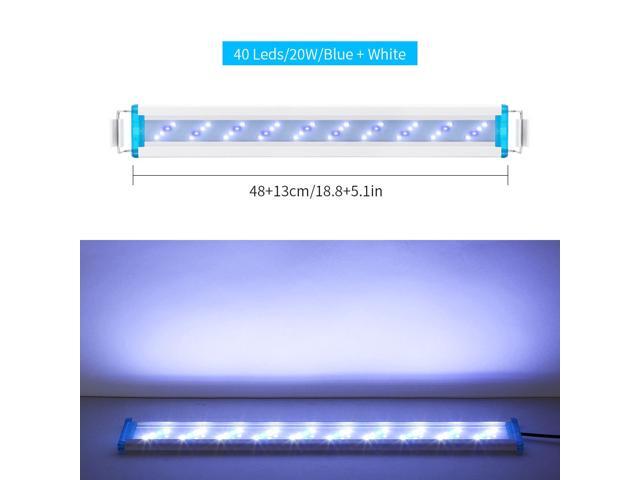 Super Slim LED Aquarium Lighting Aquatic Plant Light 18-58CM Extensible Waterproof Clip on Lamp For Fish Tank 90-260V Blue+White Light-48cm