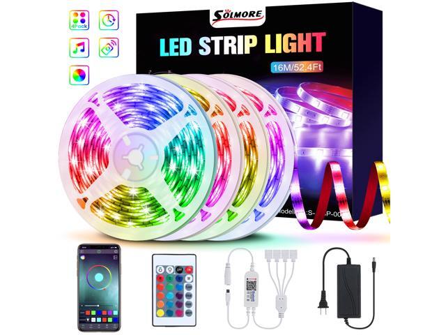 SOLMORE bluetooth LED Strip Light 5050 RGB LED Strip Light Controllable via App & Remote Control Music Function Suitable for the Home & Party