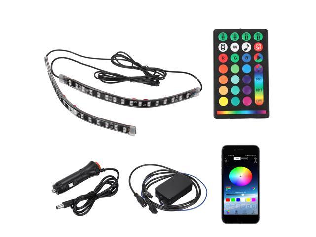 4Pcs 5050 RGB LED Neon Car Underglow Atmosphere Strip Light APP bluetooth Control Strip Lights