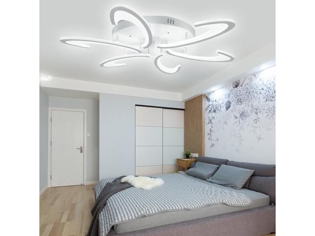 6 Heads Modern LED Acrylic Ceiling Lamp Pendant Light Chandeliers Bedroom+Remote Control-White Light