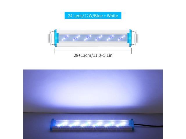 Super Slim LED Aquarium Lighting Aquatic Plant Light 18-58CM Extensible Waterproof Clip on Lamp For Fish Tank 90-260V Blue+White Light-28cm