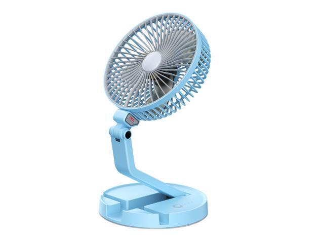 360° Rotation Portable With Led Fan Portable Folding Retractable Fan Cool Wind for Office Home Travel-Blue
