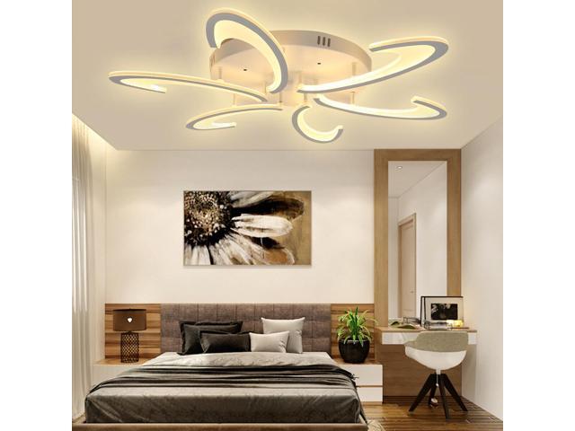 6 Heads Modern LED Acrylic Ceiling Lamp Pendant Light Chandeliers Bedroom+Remote Control-Warm White