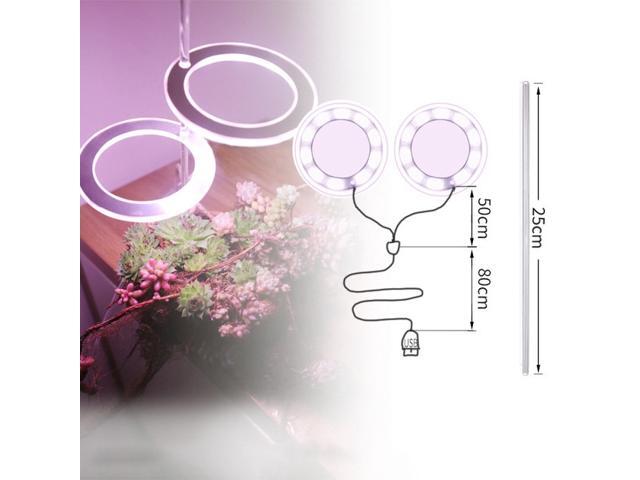 DC 5V Ring Grow Light USB Phytolamp Plants LED Full Spectrum Lamp for Indoor Plant Seedlings Home Flower Planting-Double Head & Pink