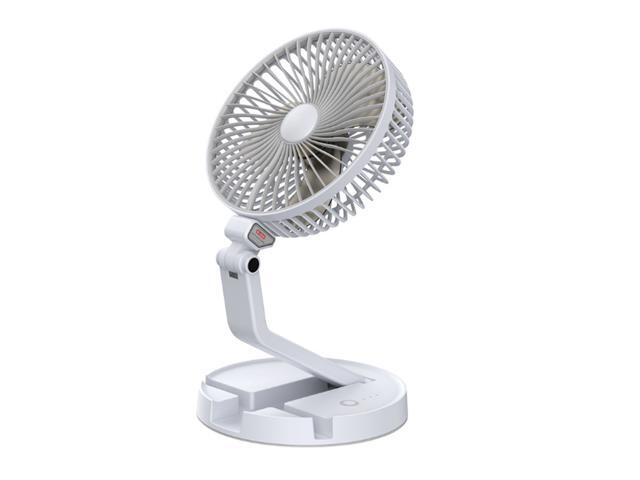 360° Rotation Portable With Led Fan Portable Folding Retractable Fan Cool Wind for Office Home Travel-White