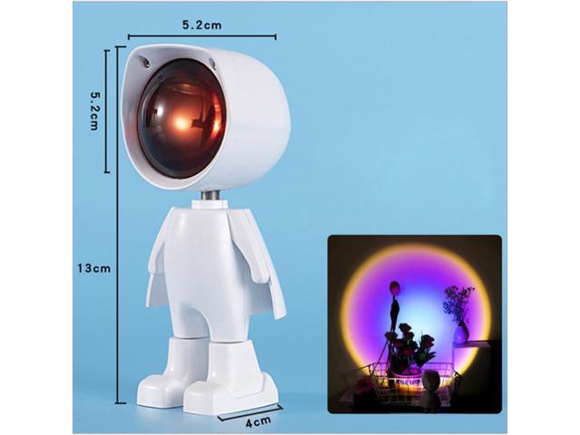 Sunset Projection Lamp Robot 360° Rotatable Sunshine Rainbow Projector Lamp Magic Atmosphere Night Light Stepless Dimming USB Touch Switch Table