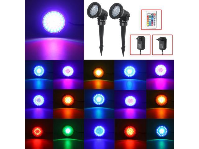 2 Pack Waterproof 6W LED Lawn Lights Garden Landscape Pathway Lights Outdoor Wall Spotlights for Garden Yard Lawn Pathway RGB Multicolor Light With