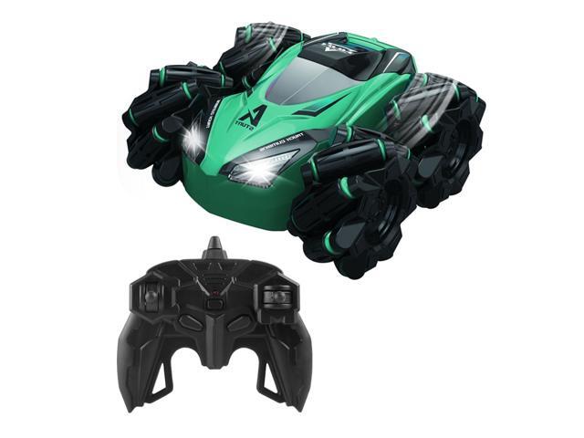 C10 RC Stunt Car with Light Music 24Ghz 4CH 20km/h Drifting 360 Degree Rotating Remote Control Vehicle Toys-Green