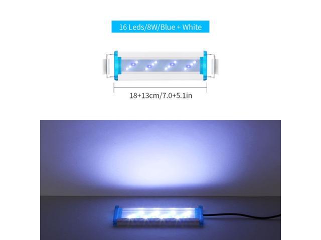 Super Slim LED Aquarium Lighting Aquatic Plant Light 18-58CM Extensible Waterproof Clip on Lamp For Fish Tank 90-260V Blue+White Light-18cm