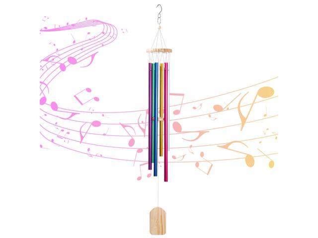 PATHONOR Wind Chimes Outdoor with 6 Aluminum Tubes Wooden Wind Bell Memorial Wind Chimes Gift Chimes Decor for Garden Patio Outdoor