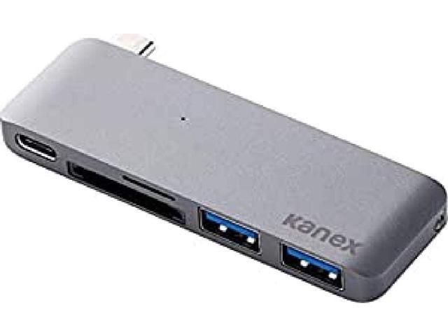 Kanex iAdapt 5 in 1 Multiport USB-C Hub with USB-C Power Delivery SD Micro SD USB 30 Space Grey Aluminum Adapter for MacBook
